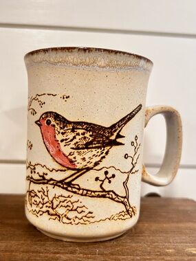 Dunoon Ceramics Stoneware Mug Red Robin Made In Scotland Vintage